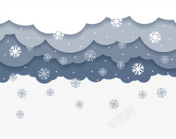 雪花图案纸张背景图片白色冬日云朵飘雪高清图片