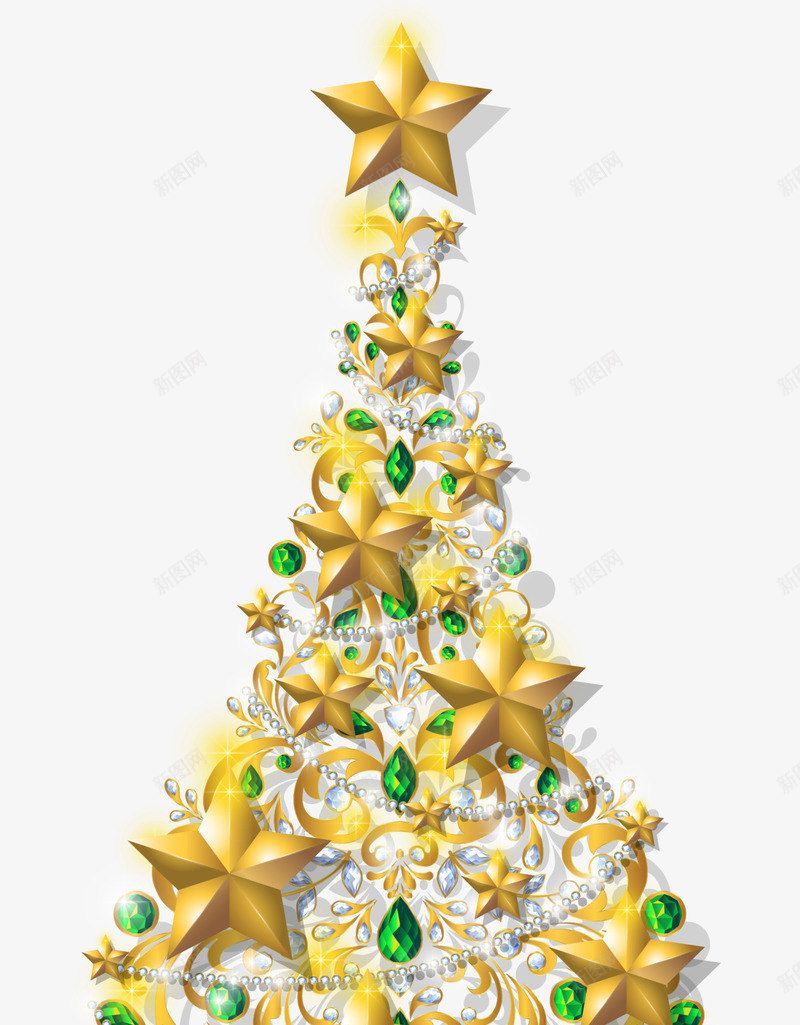 圣诞节金色圣诞树png免抠素材_新图网 https://ixintu.com 圣诞球挂饰 圣诞节 星星装饰 绿色圣诞球 金色圣诞树 金色星星