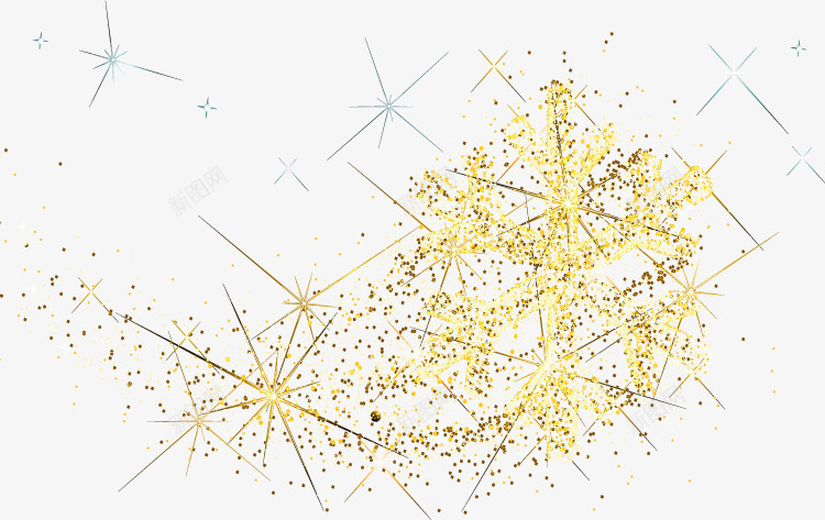 金色六角星png免抠素材_新图网 https://ixintu.com 圣诞 金色光效