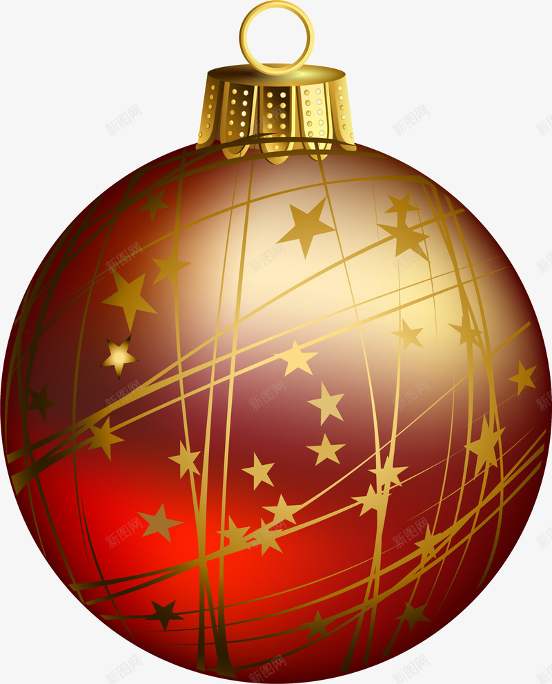 金色线条圣诞球png免抠素材_新图网 https://ixintu.com 圣诞快乐 圣诞节 彩球 星星图案 节日挂件 金色圣诞球