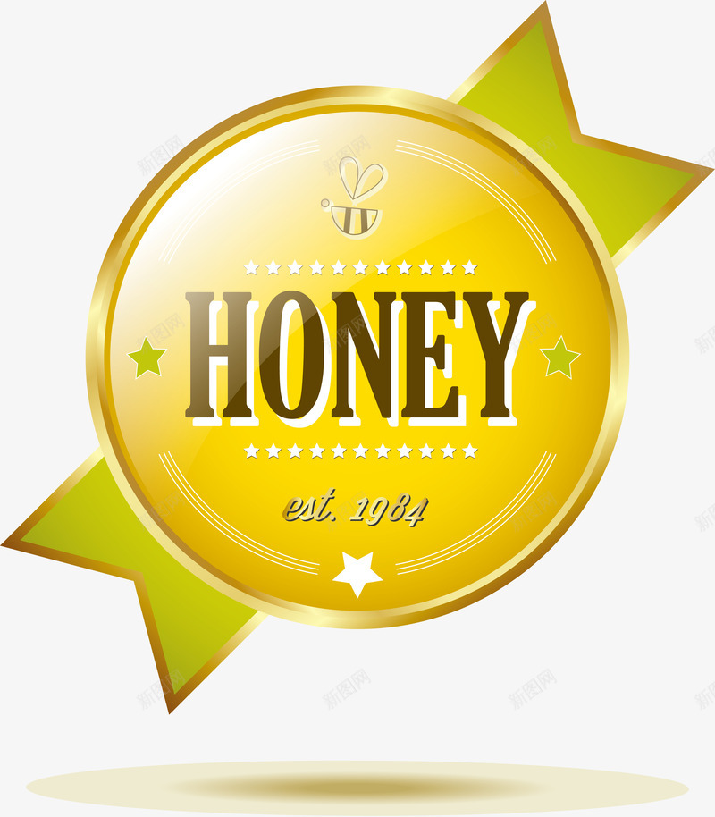 蜂蜜标签png免抠素材_新图网 https://ixintu.com 丝带 产品 推荐 标签 玻璃质感 蜂蜜