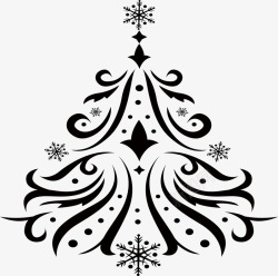 圣诞冬青插画黑色圣诞树图标高清图片