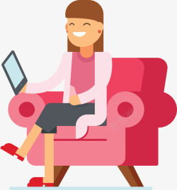 粉红色动态视频坐在沙发上的女人矢量图高清图片