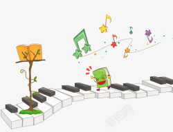 钢琴音符背景矢量素材卡通高清图片