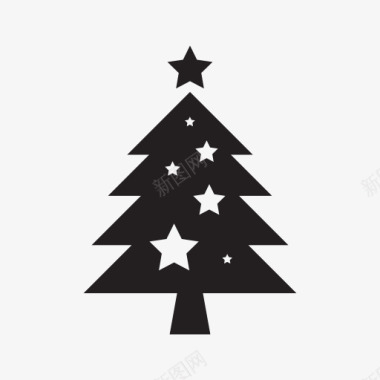 漂亮圣诞树装饰图标黑色图标