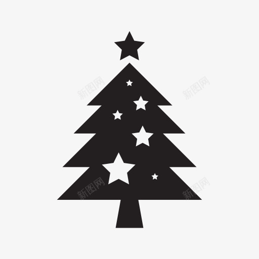漂亮圣诞树装饰图标黑色png_新图网 https://ixintu.com 图标 圣诞树 漂亮 装饰 黑色