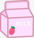 草莓味牛奶卡通夏日草莓味牛奶盒高清图片