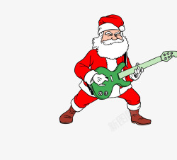 弹吉他圣诞老人素材