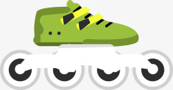 卡通绿色溜冰鞋素材