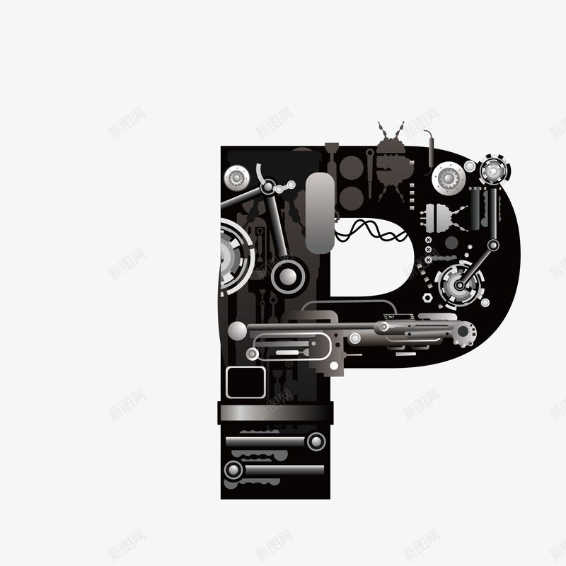 机械创意字母Ppng免抠素材_新图网 https://ixintu.com 26个字母 字体设计 广告字母 现代科技 立体字母 艺术字 艺术字母设计 英文字母 黑色
