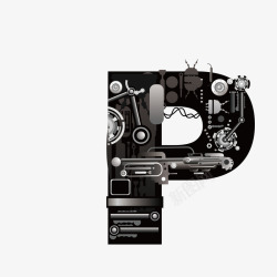字母P机械创意字母P高清图片