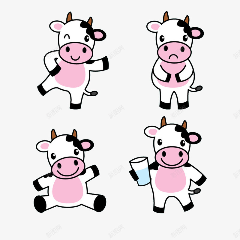 卡通奶牛png免抠素材_新图网 https://ixintu.com 动物 卡通动物 奶牛 插画 牛 牛奶