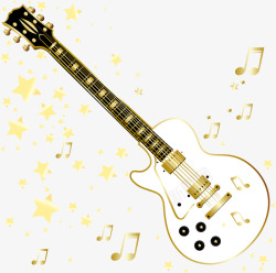 金色星星音符和吉它素材