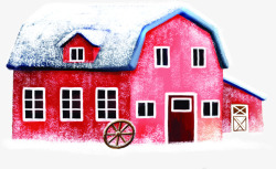 粉红色房子圣诞雪景房子高清图片