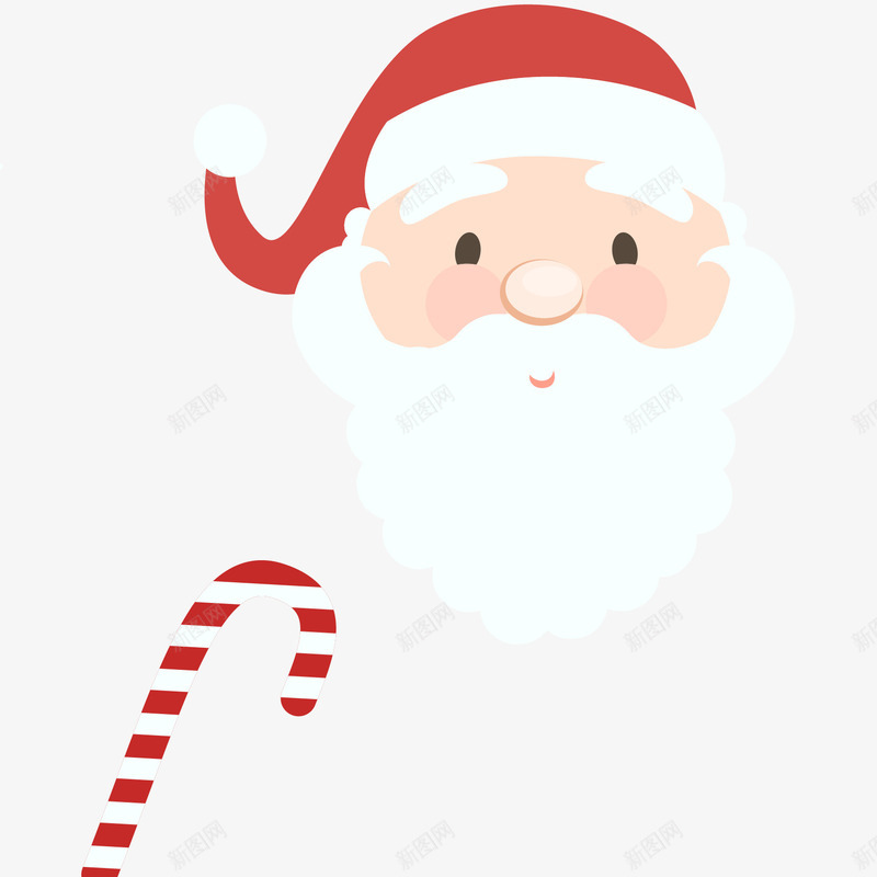 卡通圣诞老人头png免抠素材_新图网 https://ixintu.com 卡通圣诞老人与拐杖 卡通圣诞老人头 拐杖