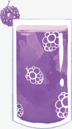 鲜榨蓝莓紫色蓝莓汁高清图片