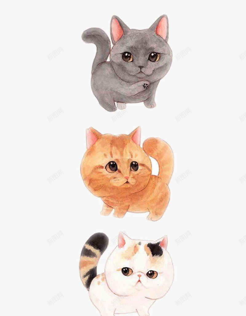可爱的猫咪组合png免抠素材_新图网 https://ixintu.com png图形 png装饰 动物 卡通 手绘 猫咪 装饰