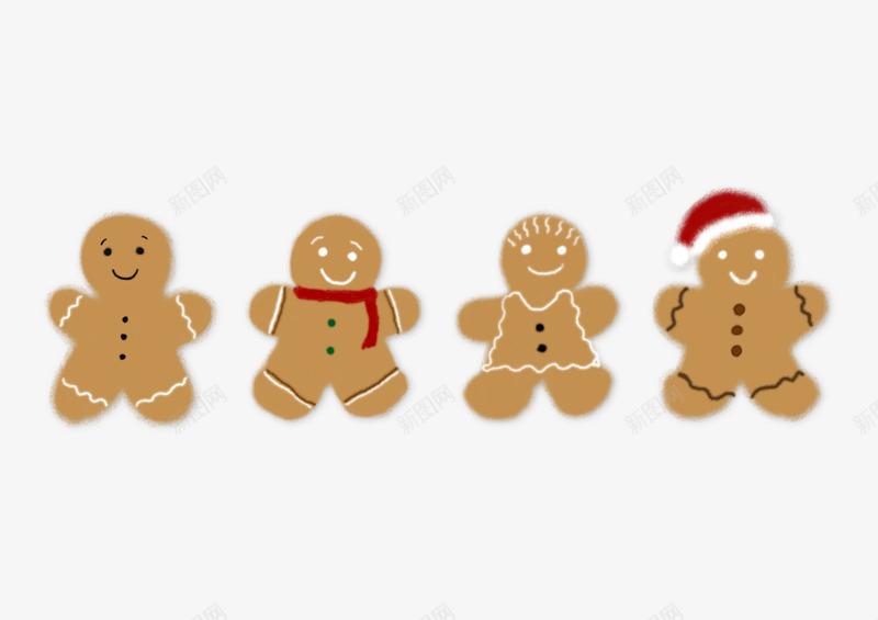 圣诞将饼小人psd免抠素材_新图网 https://ixintu.com 圣诞 圣诞节 姜饼人 饼干