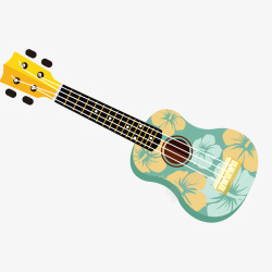绿色花纹吉他素材