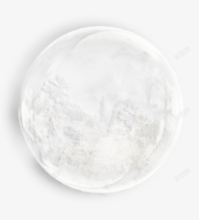 圆月png免抠素材_新图网 https://ixintu.com 冬季 唯美 玻璃球 玻璃球质感 白色 雪元素 雪花