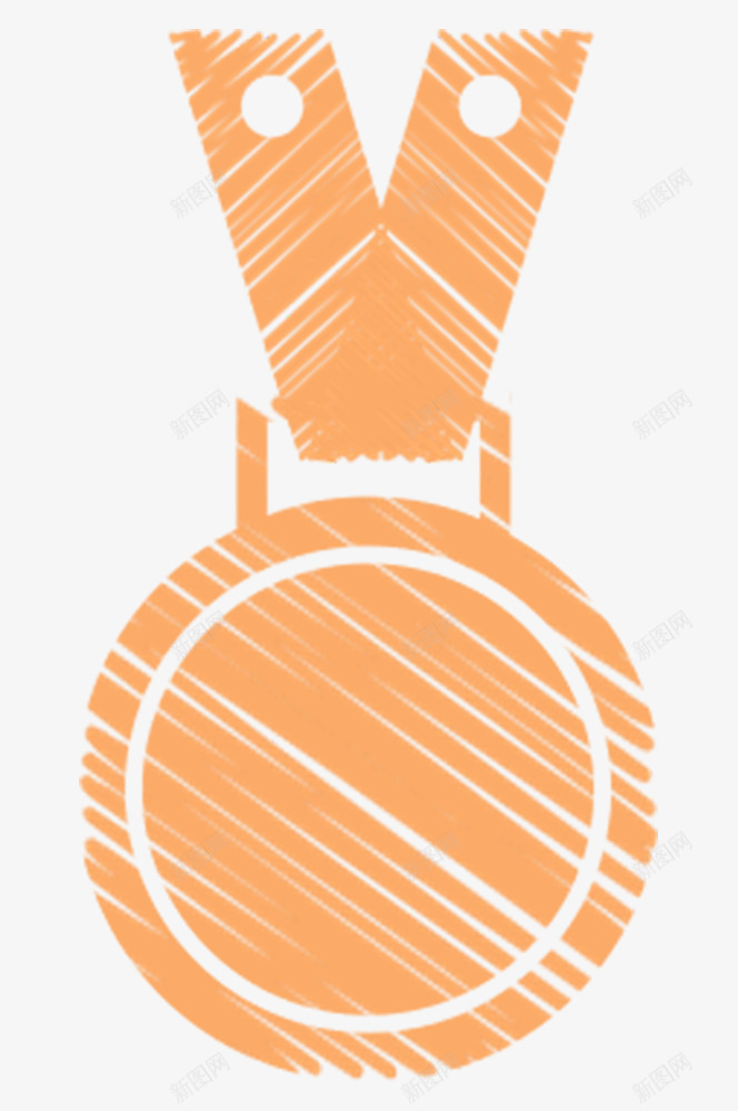 橙色手绘擦出奖牌png免抠素材_新图网 https://ixintu.com 奖牌 手绘 橙色