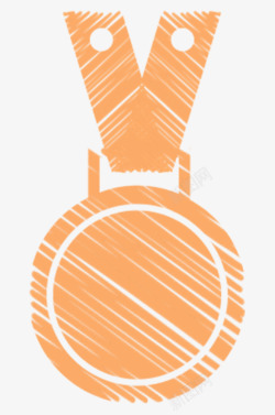 橙色手绘擦出奖牌素材