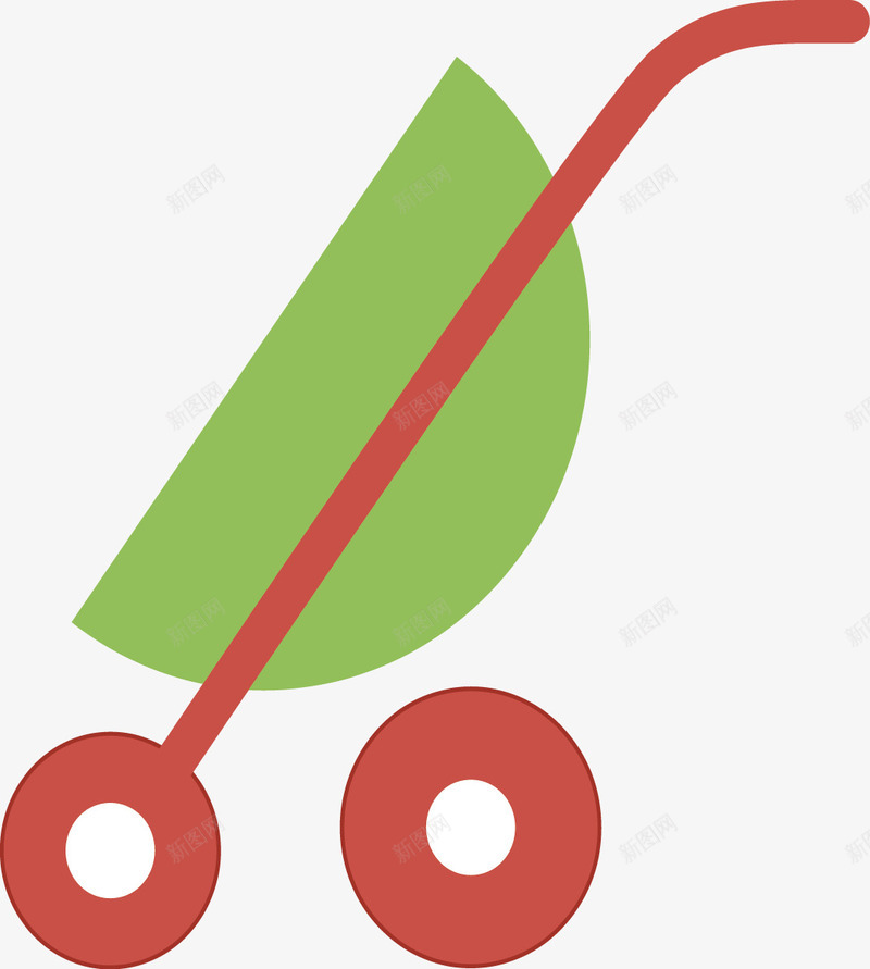 手推车png免抠素材_新图网 https://ixintu.com 儿童 卡通 扁平 手推车 手绘 母婴 童趣 红色 绿色 轮子