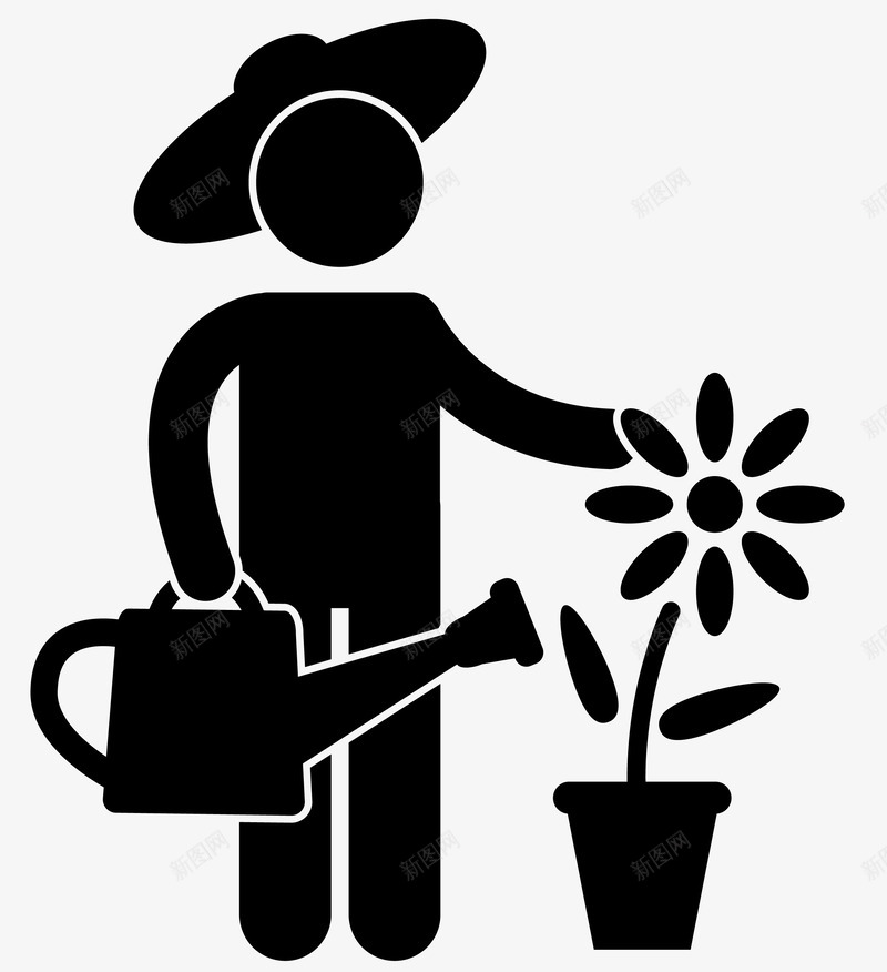 浇花的人矢量图图标eps_新图网 https://ixintu.com 人物 喷壶 浇花 盆栽 矢量图