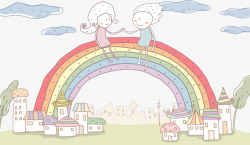糖果建筑彩虹背景高清图片