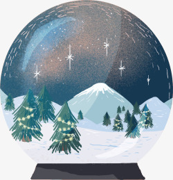 雪景水晶球冬季的星空水晶球矢量图高清图片