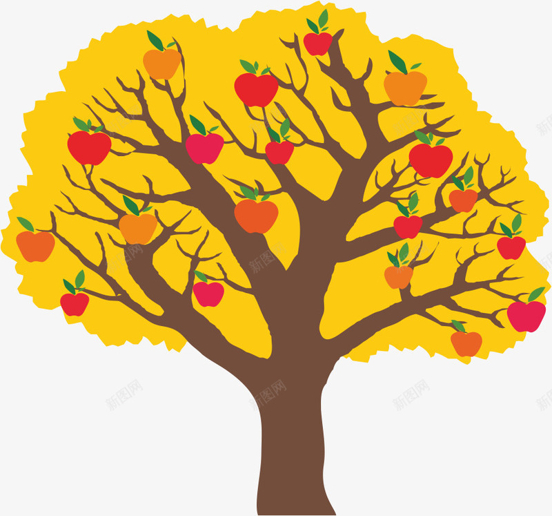 苹果树png免抠素材_新图网 https://ixintu.com Q版苹果树 创意 卡通 可爱 大树 手绘 抽象 果实 树木 植物 橘红 秋天 苹果