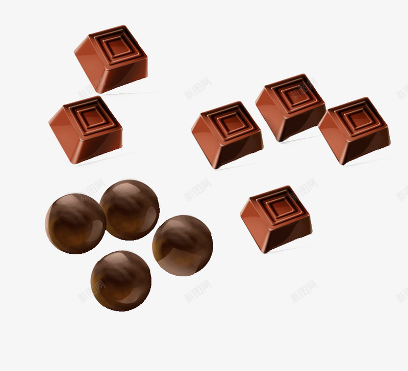 圆形与方形巧克力块psd免抠素材_新图网 https://ixintu.com 巧克力 点心 美味 营养 零食 食物PNG 食物PNG素材