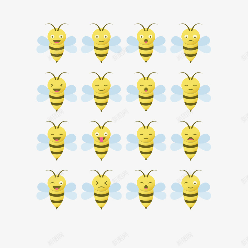 EMOJI可爱卡通蜜蜂表情包矢量图ai免抠素材_新图网 https://ixintu.com EMOJI 动物 卡通 可爱 昆虫 矢量EMOJI 蜜蜂 蜜蜂表情包 表情包 矢量图