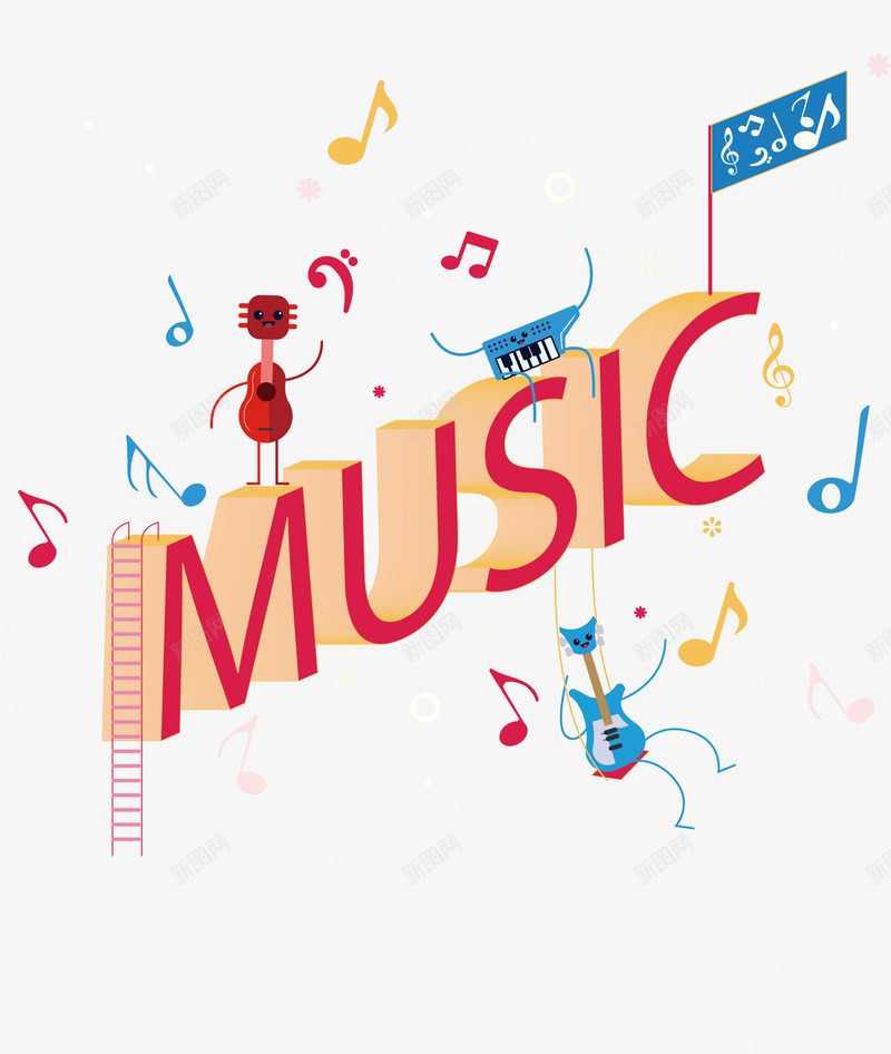 创意可爱music文字矢量图ai免抠素材_新图网 https://ixintu.com ra 矢量music文字下载 英文 音乐 音符 矢量图