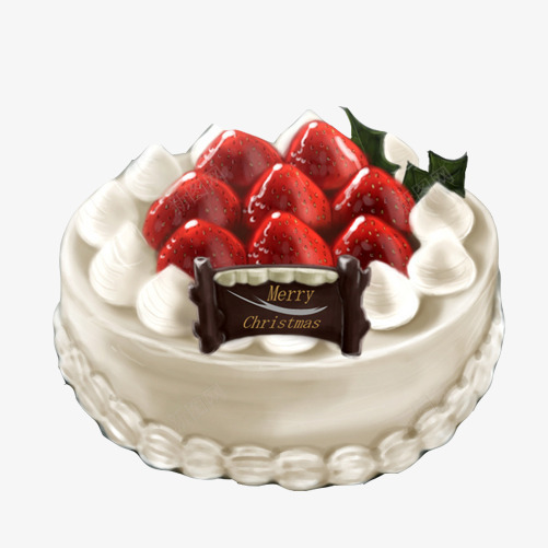 生日蛋糕手绘画片psd免抠素材_新图网 https://ixintu.com 生日蛋糕 白色 红色草莓 蛋糕