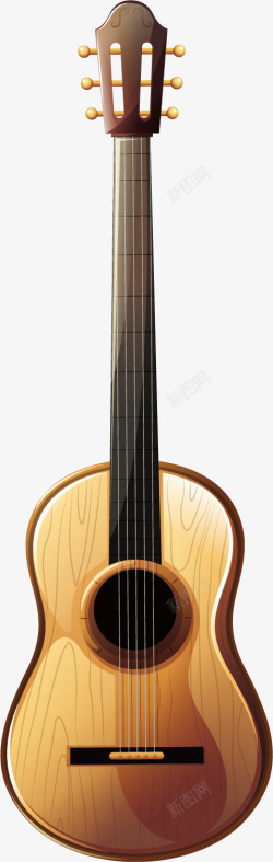 木质吉他卡通木质乐器矢量图高清图片