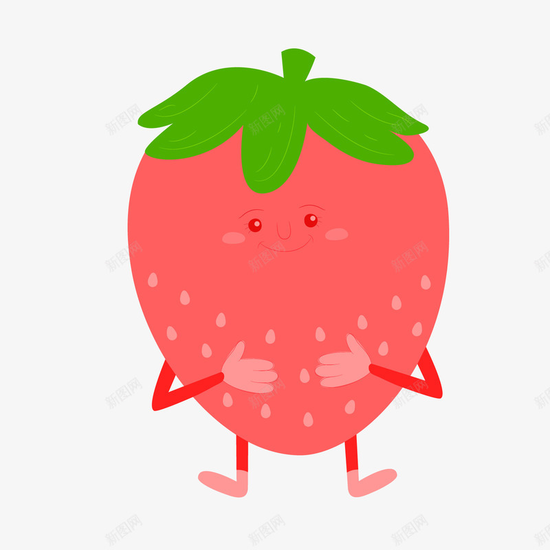 红色可爱草莓png免抠素材_新图网 https://ixintu.com 卡通水果 可爱表情 红色草莓 背景装饰 食物