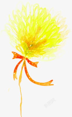 手绘黄色菊花节日素材