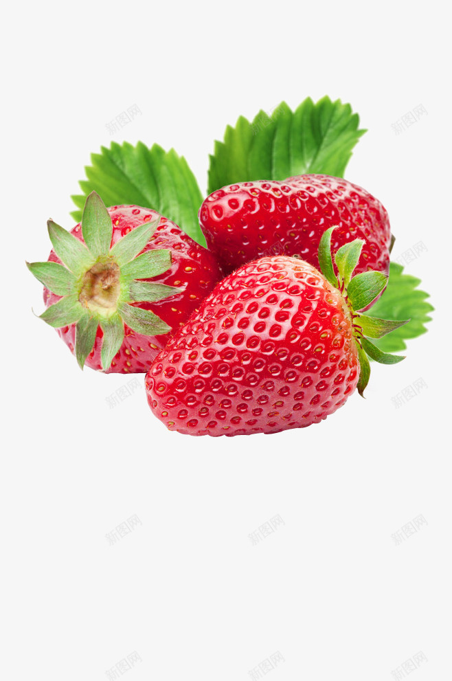 草莓绿叶png免抠素材_新图网 https://ixintu.com 素材 绿叶 草莓