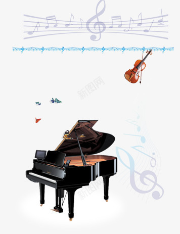 艺术培训小提琴钢琴png免抠素材_新图网 https://ixintu.com 小提琴 艺术培训 钢琴 音符