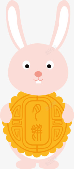 中秋节抱着月饼的兔子矢量图素材