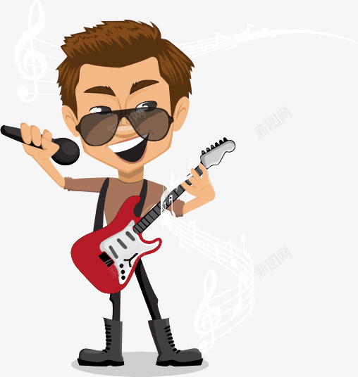 卡通音乐人png免抠素材_新图网 https://ixintu.com 人物 人物插画 卡通人物 吉他 唱歌 插画 明星