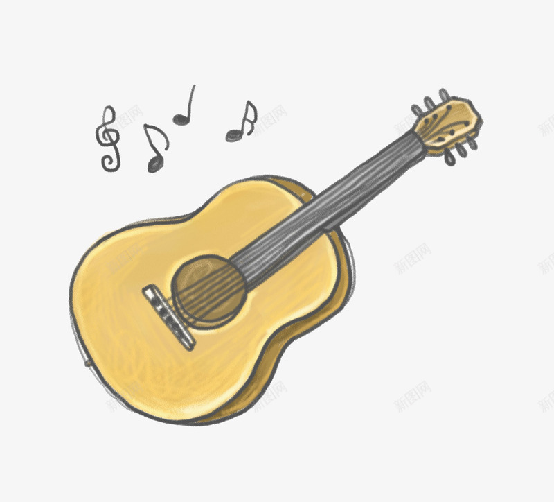 一把吉他png免抠素材_新图网 https://ixintu.com 乐器 动听的 卡通 吉他 吉他社海报 帅气 装饰 音乐符