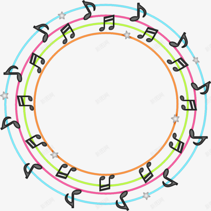 圆圈png免抠素材_新图网 https://ixintu.com 手绘 星星 音符 黑色