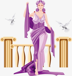 阿佛洛狄忒紫色衣服卡通风格阿弗洛狄忒矢量图高清图片