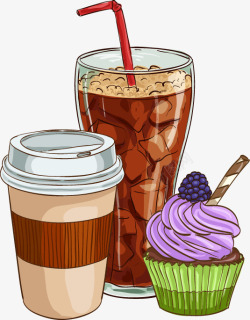 卡通零食咖啡可乐雪糕矢量图素材