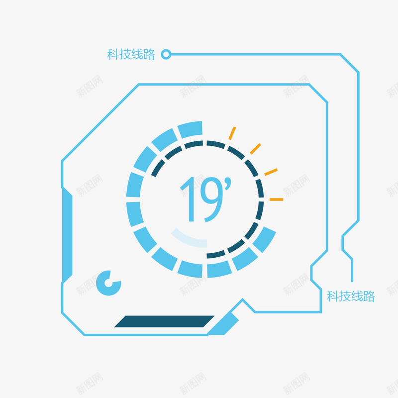 科技线路边框png免抠素材_新图网 https://ixintu.com 现代科技边框 科技 科技标题框 线路 蓝色 边框