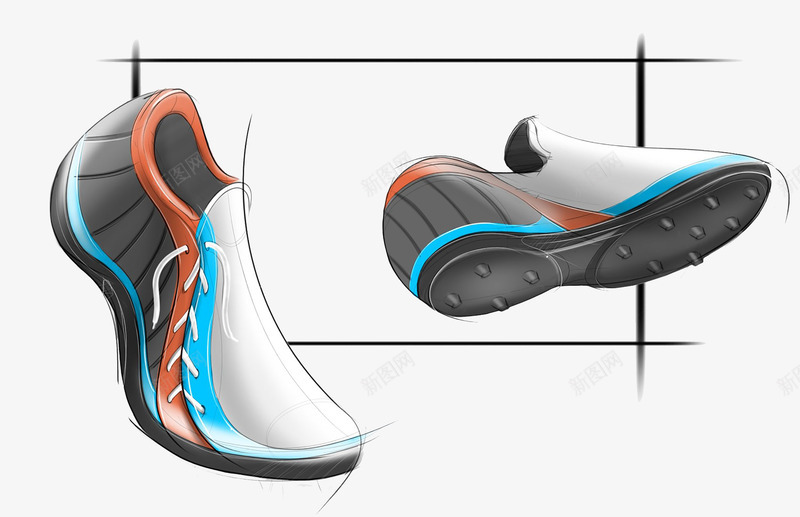 手绘运动跑鞋psd免抠素材_新图网 https://ixintu.com 休闲服装 手绘 数码科技 运动鞋 高科技