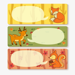 3款卡通森林动物banner矢量图素材