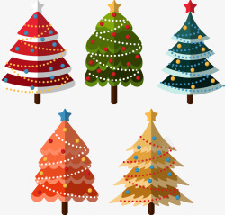 扁平化小树彩色扁平化圣诞树矢量图高清图片